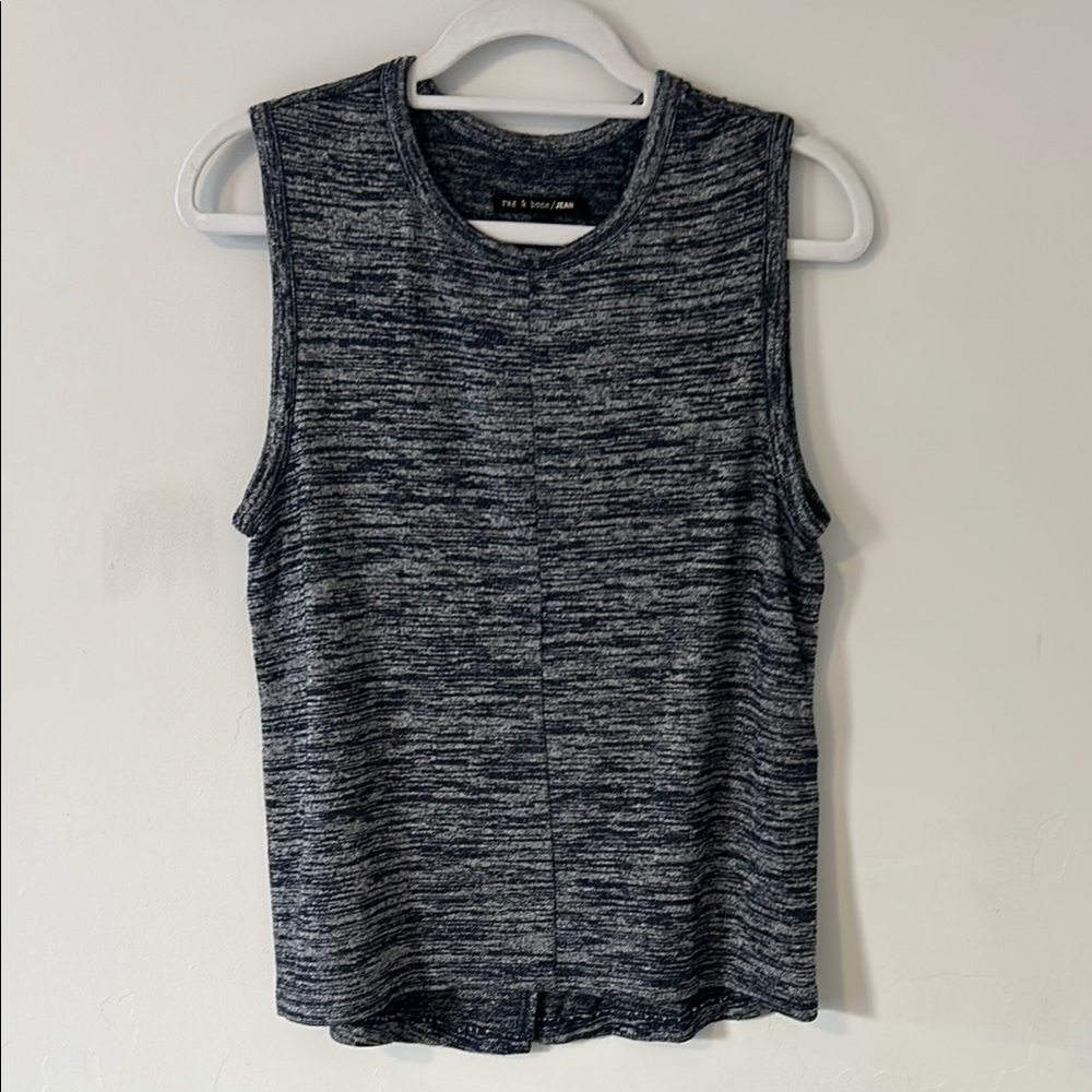 Sleeveless Navy and White Tank with special back detail